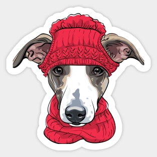 Copy of Italian Greyhound in winter hat Sticker